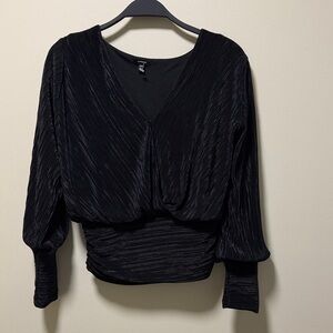 Express Black Textured Blouse